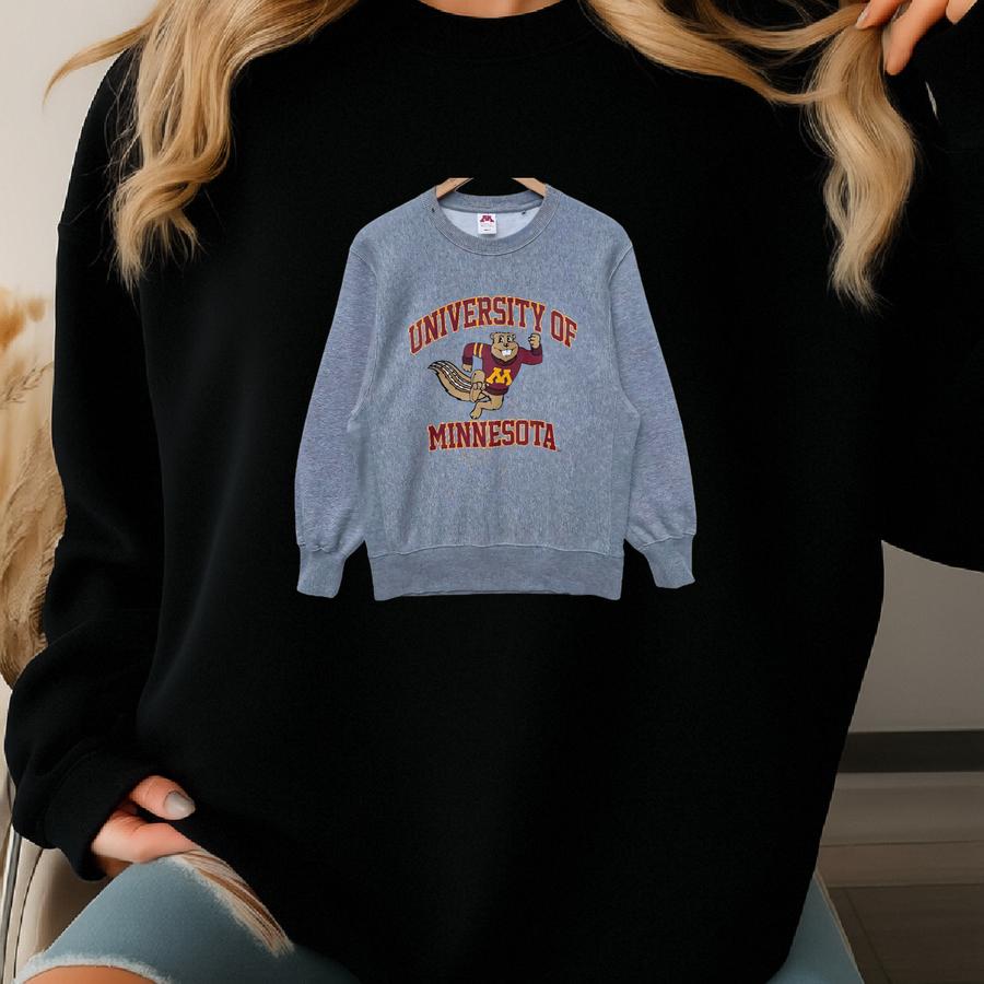 University Of Minnesota Sweatshirt Sweater Pullover Jumper Long Sve 90s Streetwear Usa College Medium Size Gray Colour Sweatshirt