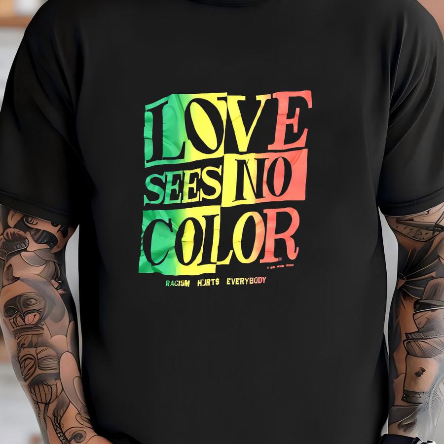 Vintage 1990s Love Sees No Color Racism Hurts Everybody Black Crewneck Hoodie Size Xl Hip Hop Swag Black Power Positive People T-shirt