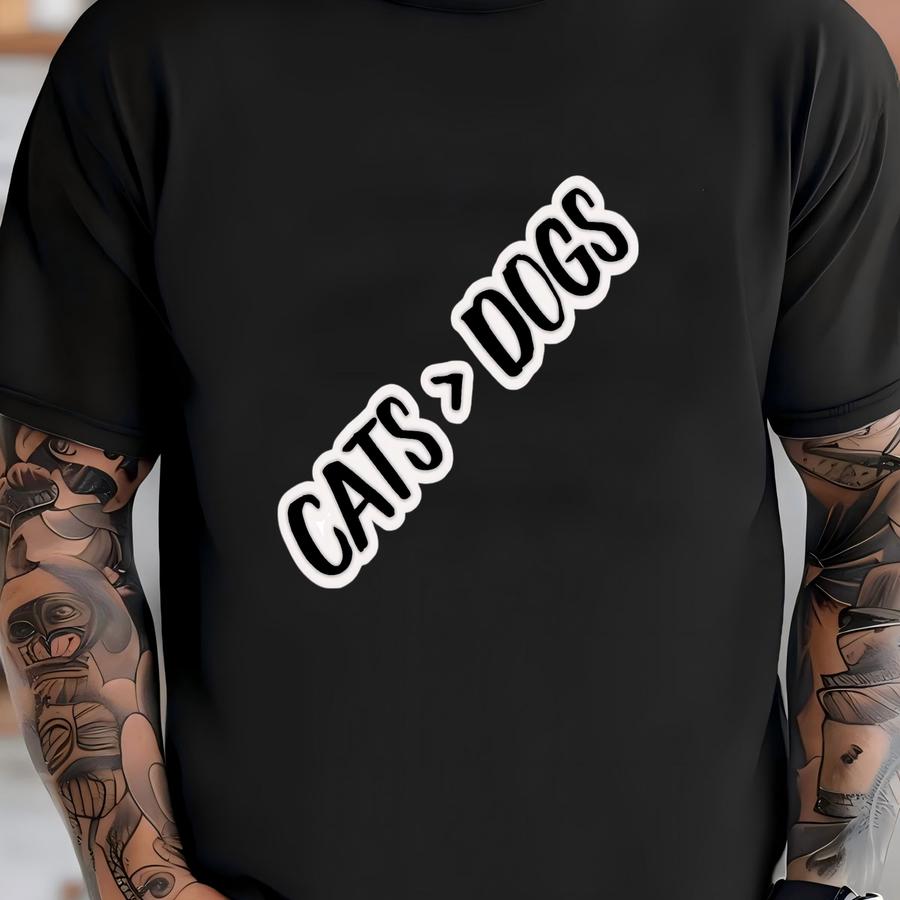 Cats > Dogs Sticker, Cat Lover And Cat Owner Stickers, Cat Lover Gift, Cat Owner Gift Sticker - Kiss-cut Stickers T-shirt