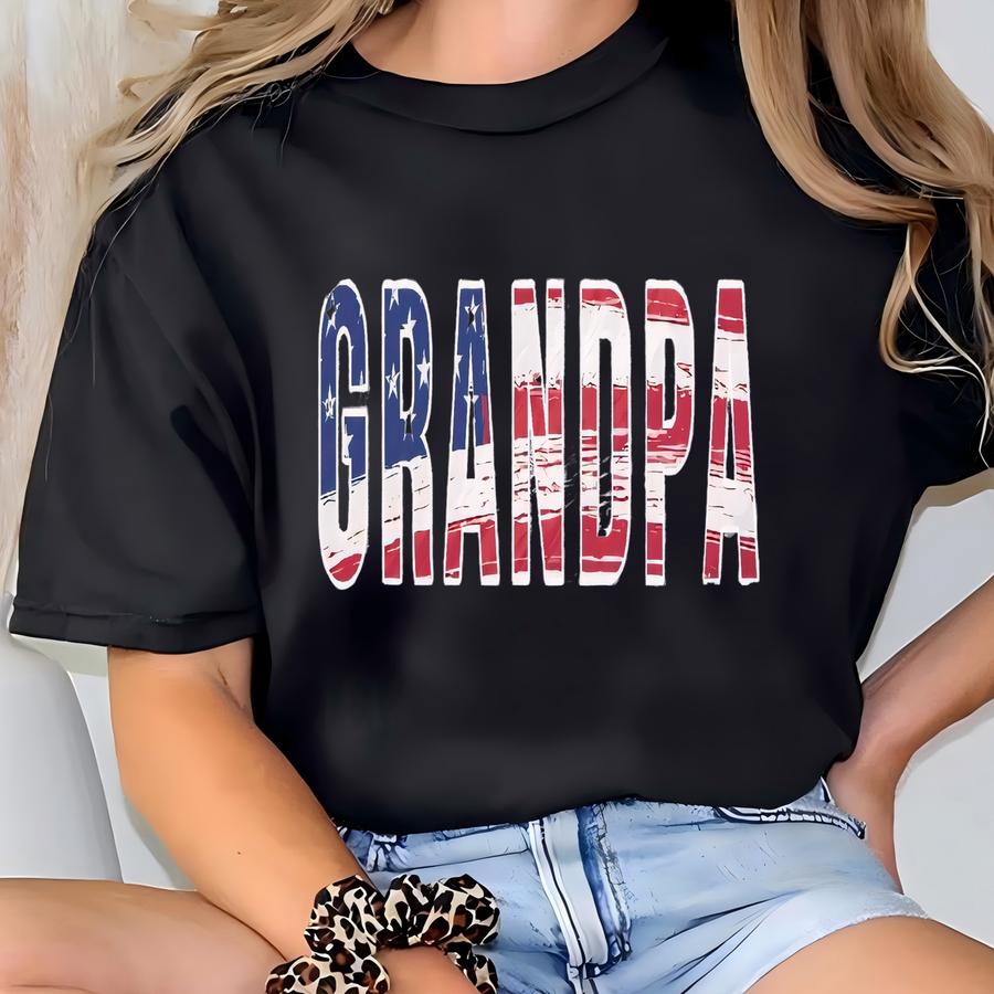 Custom Personalized American Flag Father's Day Shirt, Papa, Grandpa, Father's Day Gift, Usa, Fourth Of July, Gift For Dad, Custom Dad Shirt T-shirt