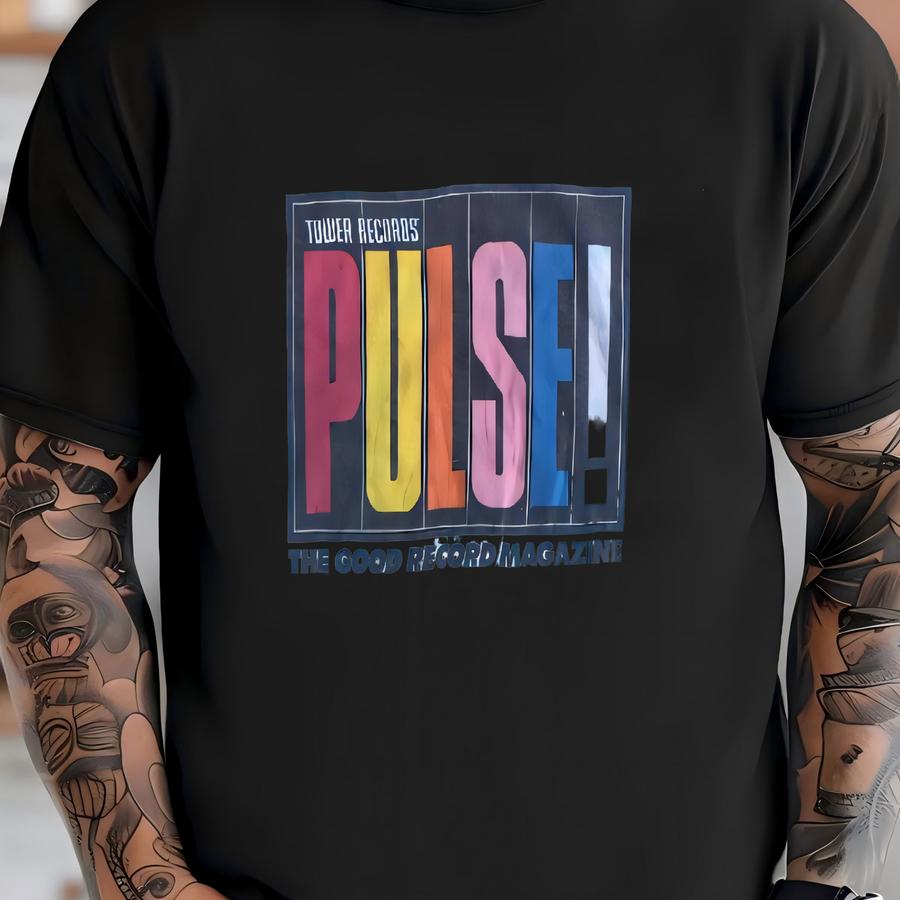 Vintage 1980s 1990s Tower Records Pulse Zine Tie Dye Crewneck Hoodie Size Medium Large Hipster Swag Record Store Vinyl Single Stitch T-shirt