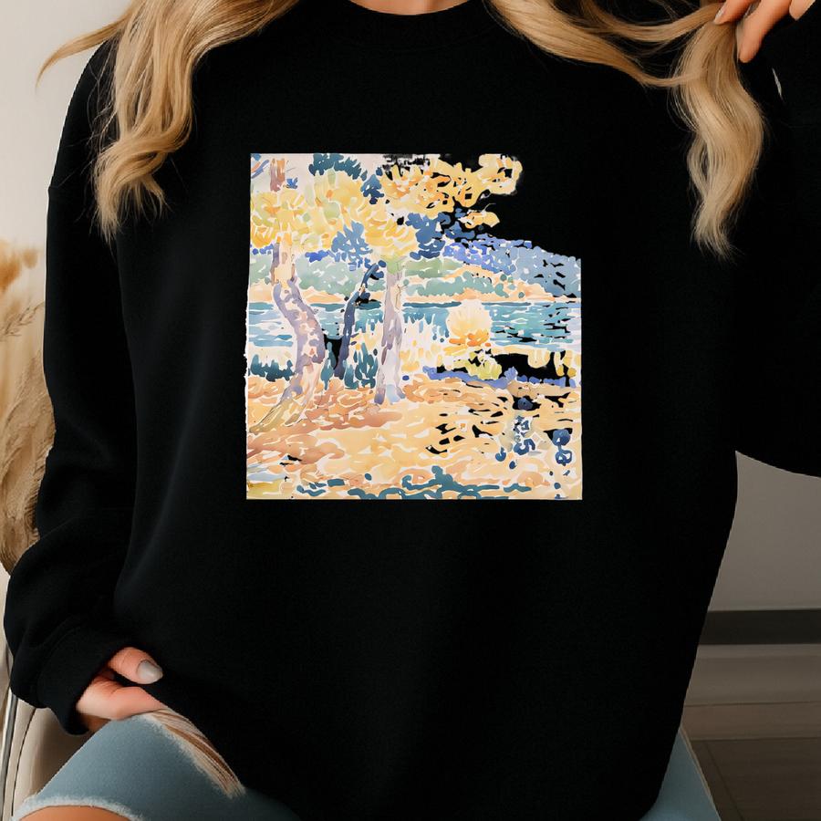Impressionist Landscape Poster Henri-edmond Cross Pines On The Line Digital Download Sweatshirt