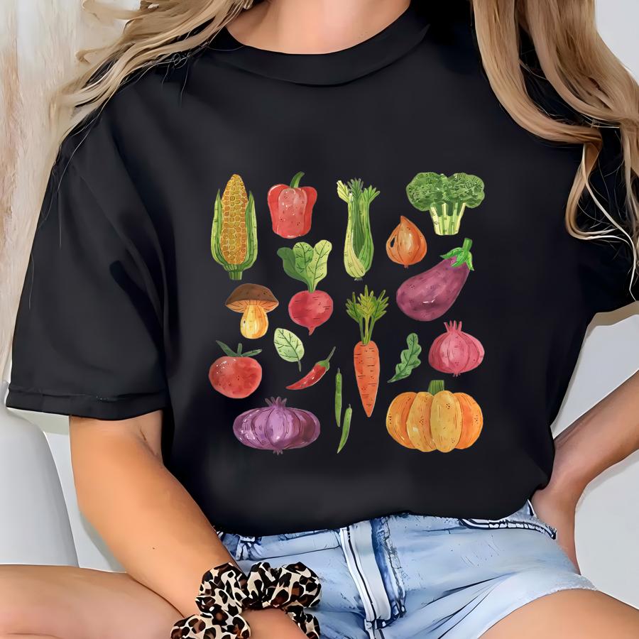 Cute Veggie Tee Grocery Vegetable Market Cottagecore Clothing Mushroom Aesthetic Tee Farmers Market Garden Tee T-shirt