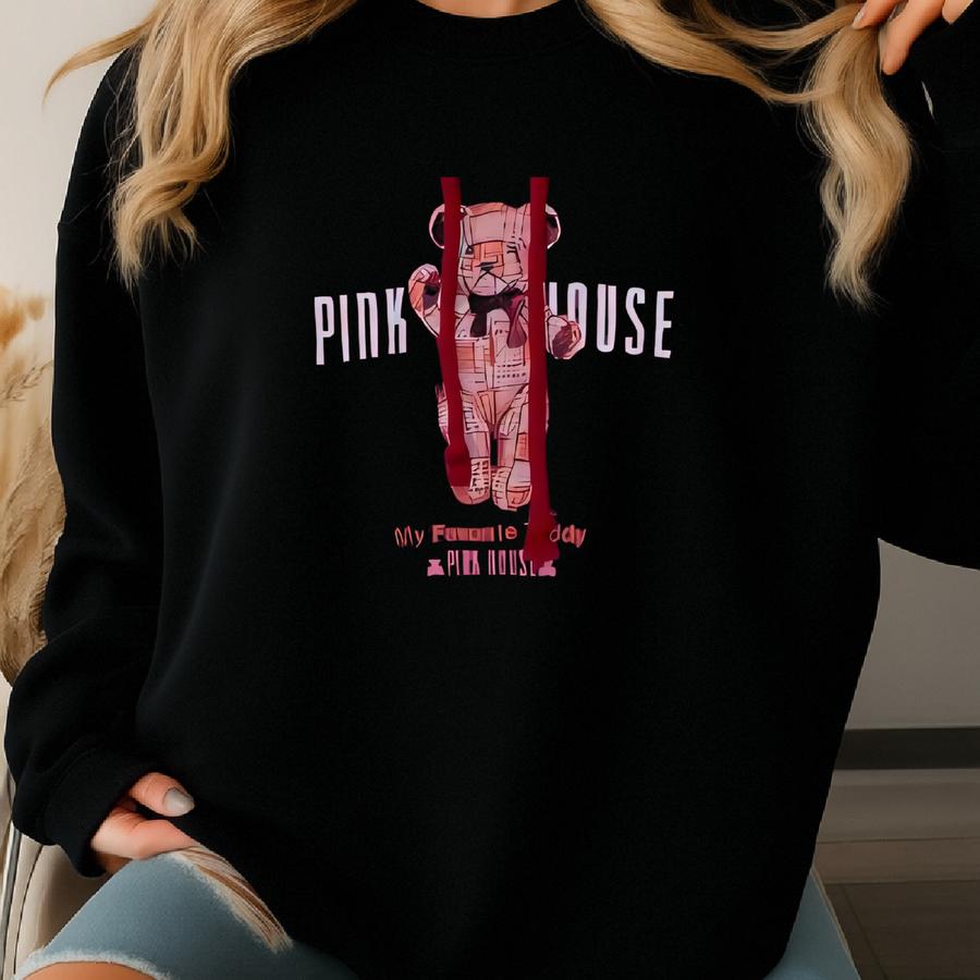 Pink House Hoodie Sweater Pullover Jumper Hip Hop Swag Rap Tee Shirt Medium Size Long Sve Dark Pink Colour Sweatshirt