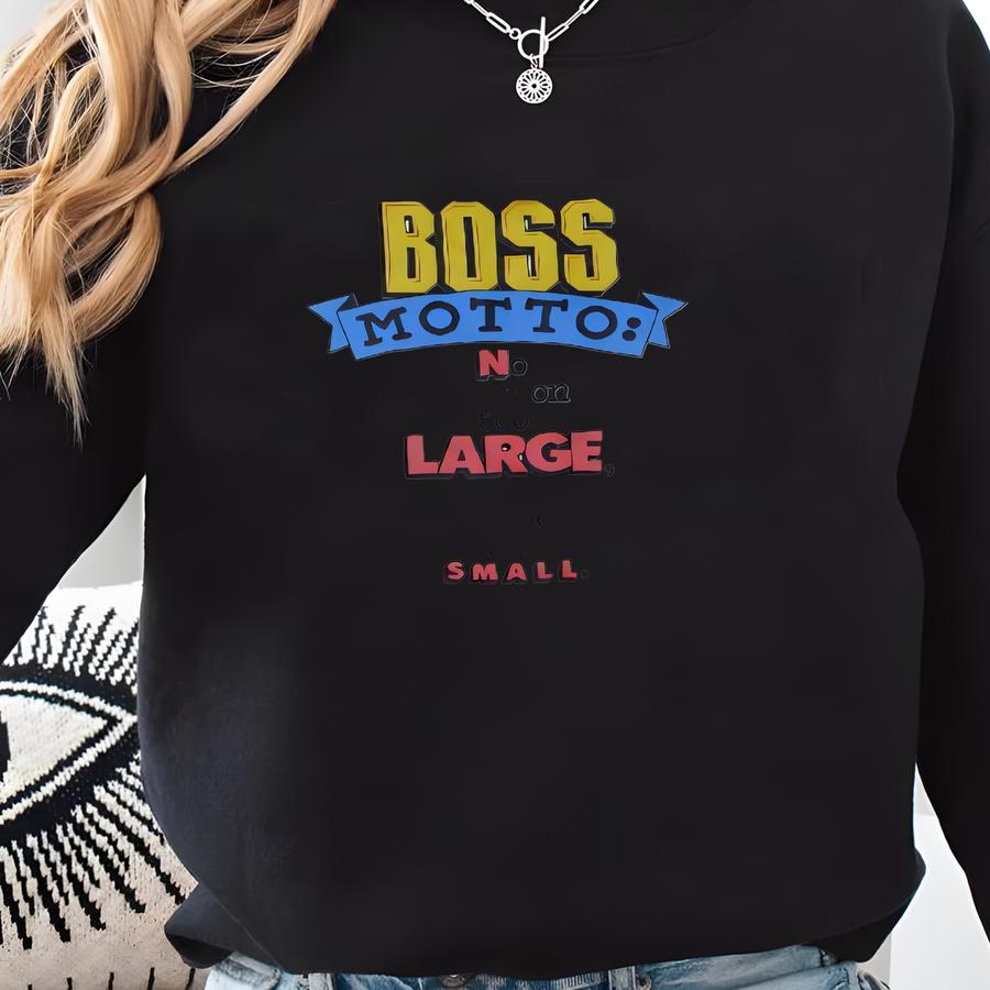 Vintage Boss Motto T-shirt 50/50 No Decision Too Large No Raise Too Small White Blue Sbox Made In Usa Sz L Sweatshirt
