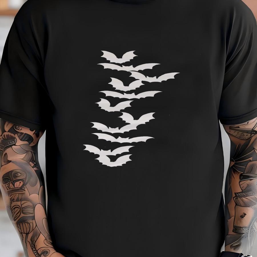 Halloween Tank Top Bats Back Print Witchy Shirts Gothic Tank Tops Goth Clothes Black And White Batty Spine Print Creepy Cute Summer Tanks T-shirt