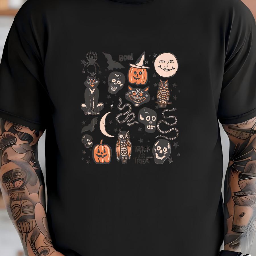 Halloween Sweatshirt Vintage, Halloween Crewneck, Vintage Halloween Crewneck, Fall Apparel, Witchy Clothing, Witchy Clothes, Fall Crewnecks T-shirt