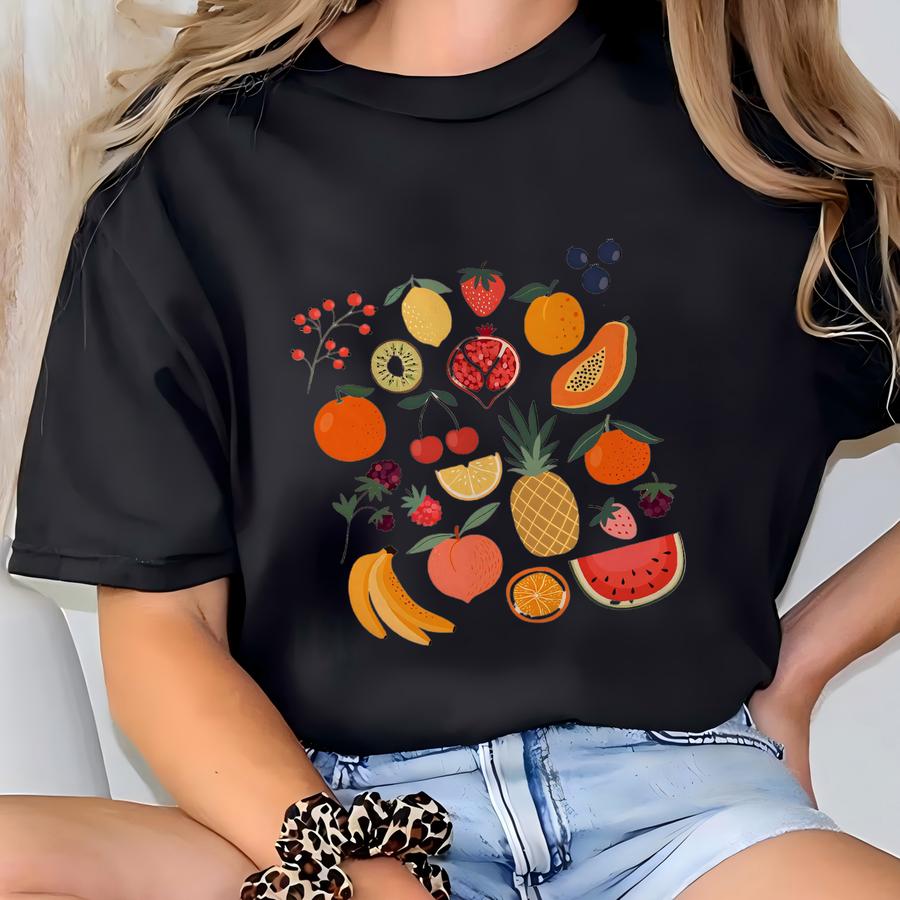 Fruit Tee Aesthetic Tee Cute Tees Cottagecore Tee Reusable Kawaii Market Summer Tee T-shirt