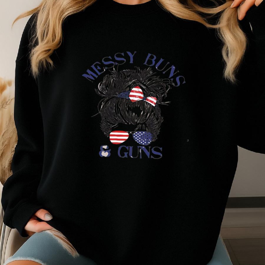 Messy Bun And Guns Shooting Range Second Amendment Shirt Sweatshirt