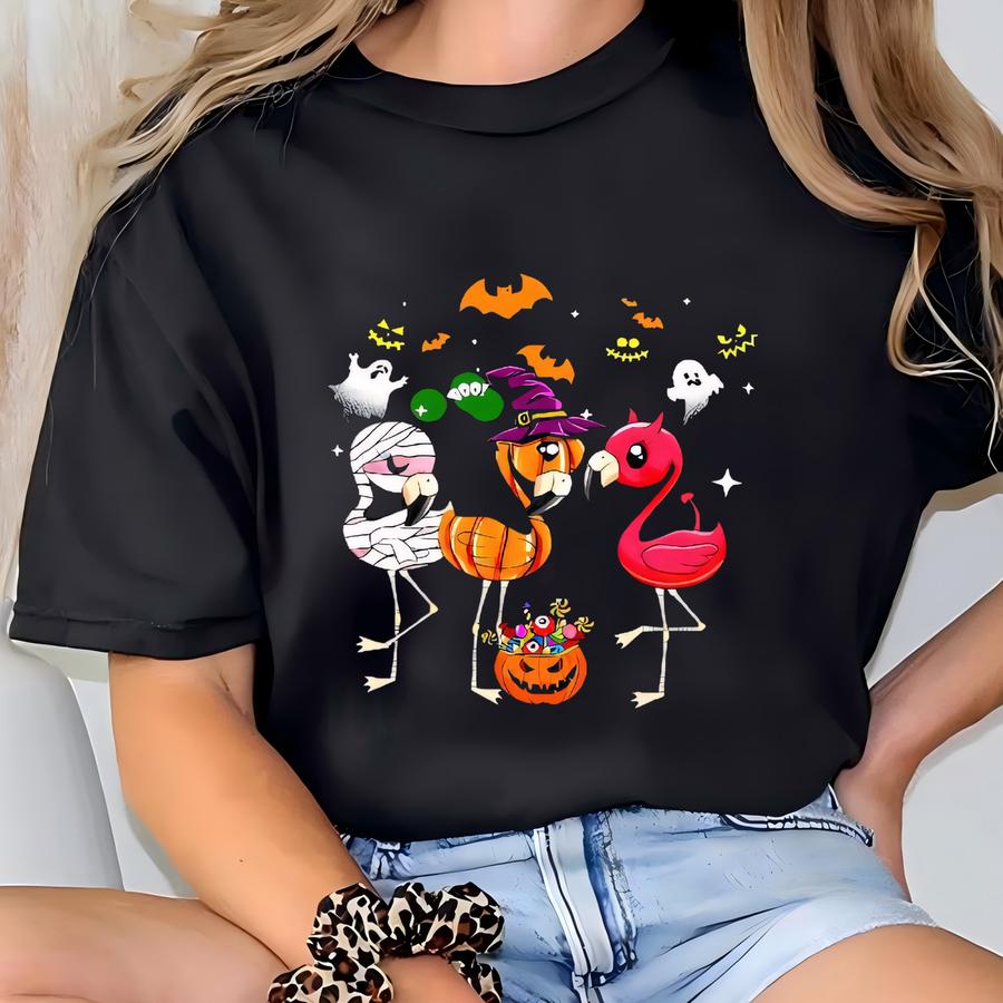 Flamingo Shirt, Flamingo Halloween Shirt, Spooky Shirt, Happy Halloween Shirt, Trick Or Treat Shirt, Halloween Gift T-shirt