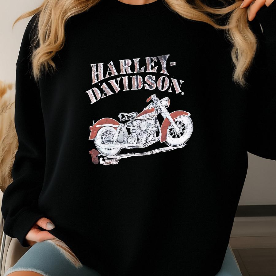 Vintage 1980s Black Paper Thin Crewneck T-shirt Size Large Motorcycle Biker 3d Emblem Destroyed Hog Trucker Sweatshirt