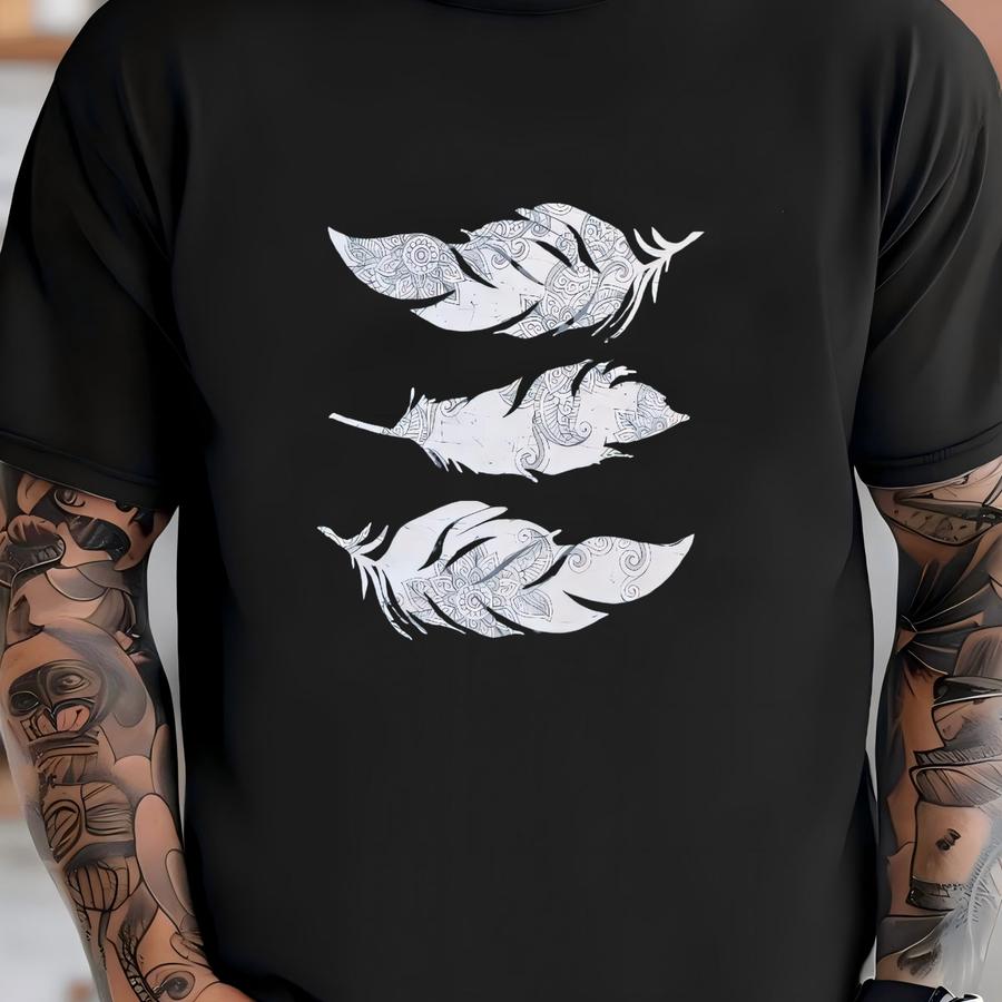 Feathers Graphic Long Sve Shirt, Free Spirit Tee, 9073 T-shirt