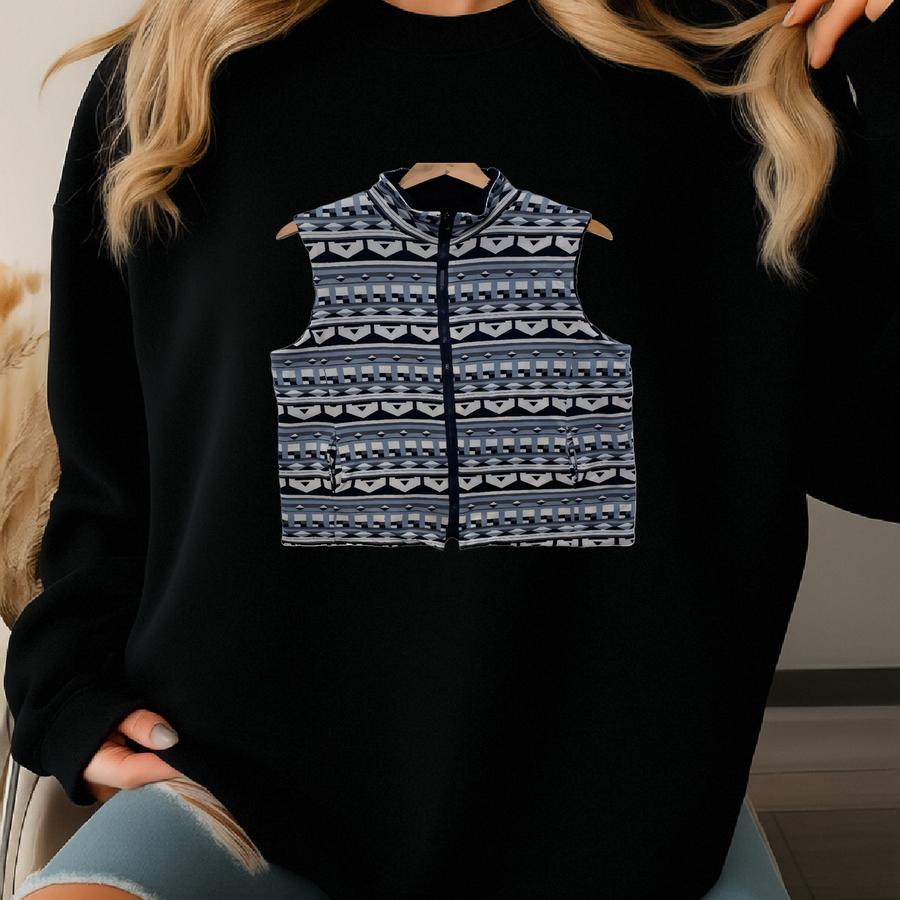 Sveless Sweater Medium Large Size Zipper Jacket Romanian Pattern Motif Folk Art Stripe Design Striped Sweatshirt