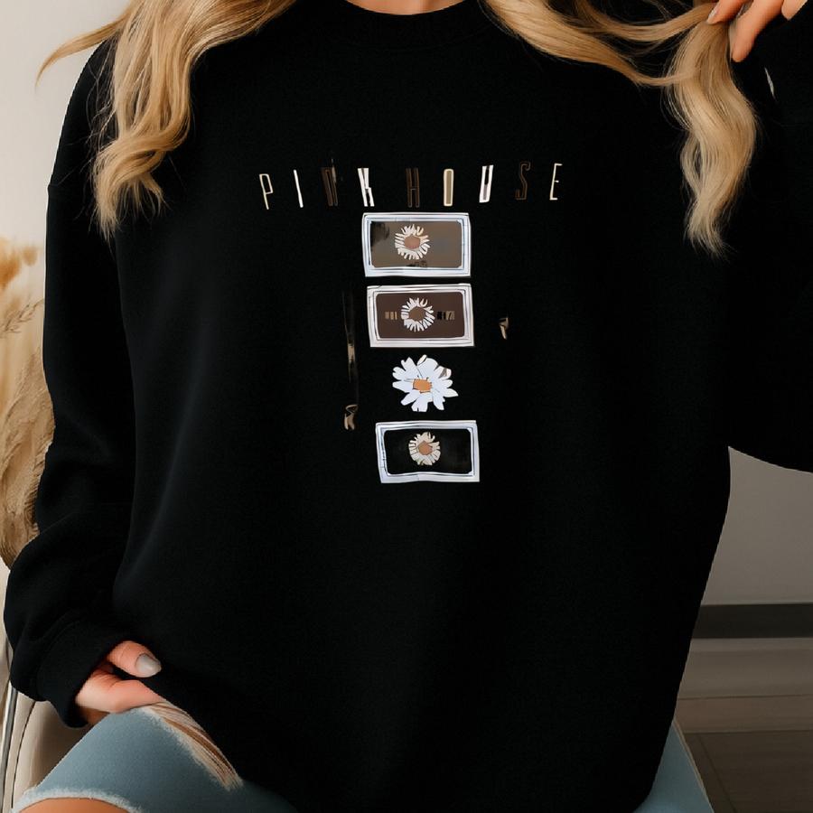 Pink House Hoodie Sweater Pullover Jumper Hip Hop Swag Rap Tee Shirt Small Size Short Sve Light Brown Colour Patches Sweatshirt
