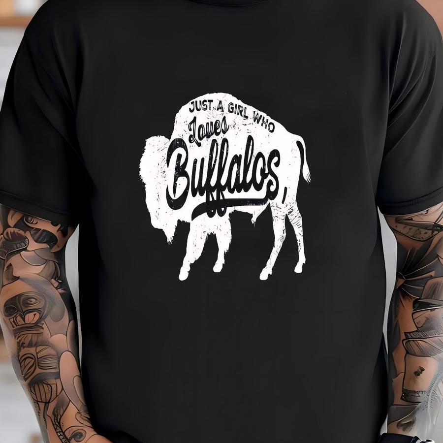 Girl Who Loves Buffalos Hoodie, Cute Girl Buffalo Tee, Buffalo Kids Tee, Tank Top, Hoodie, Sweatshirt, Long Sve, Kids Tee Apparel Gift T-shirt