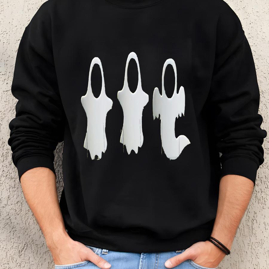 Ghost Photo Prop Cut Out, 3pc Halloween Yard Art, Yard Card Lawn Sign Set Sweatshirt