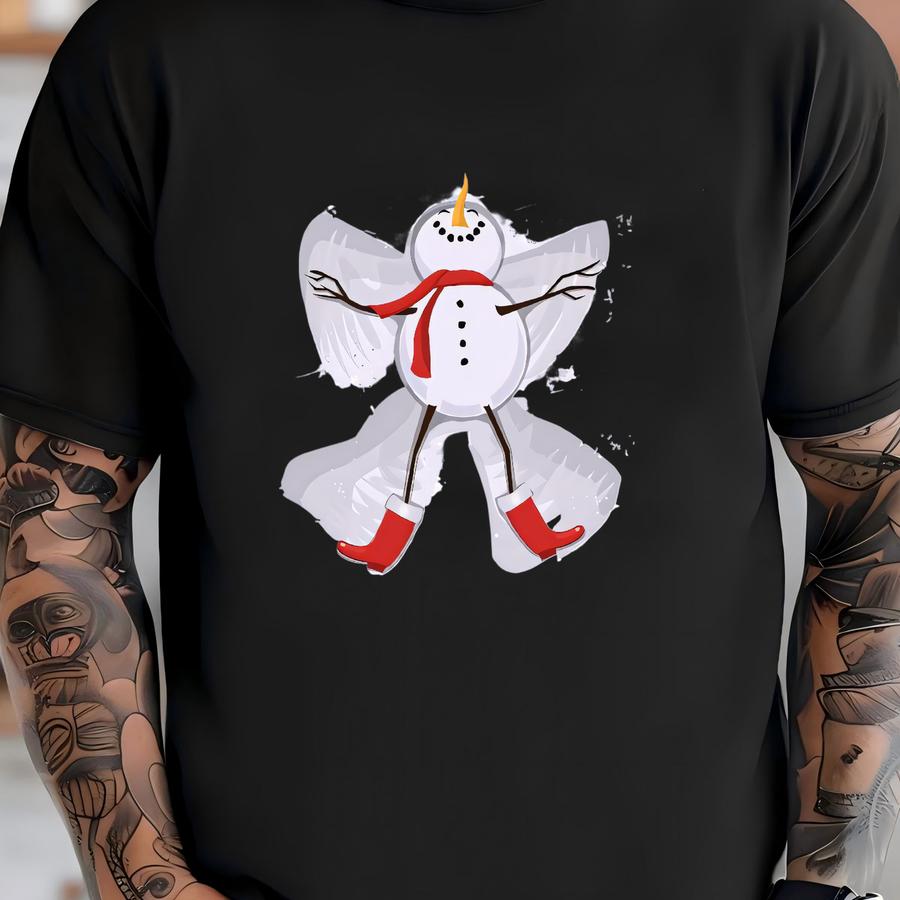 Snowman Snow Angel Christmas Tee - Unisex Holiday Shirt T-shirt