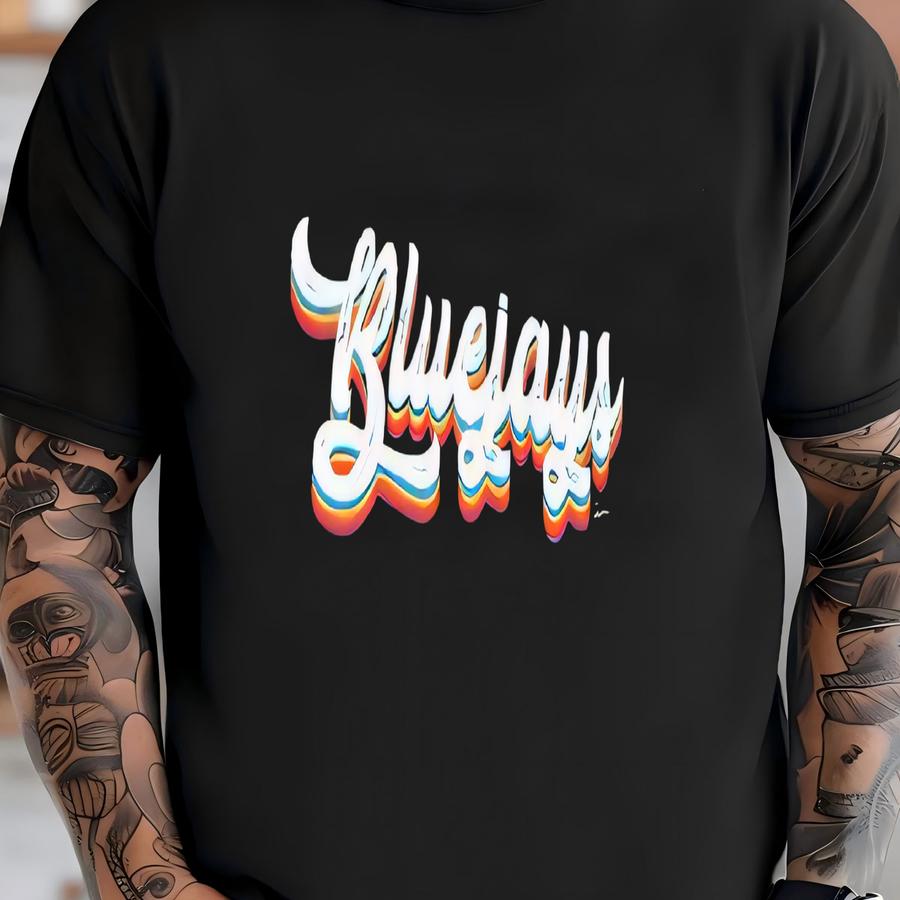 Colorful Bluejays Retro Font T-shirt