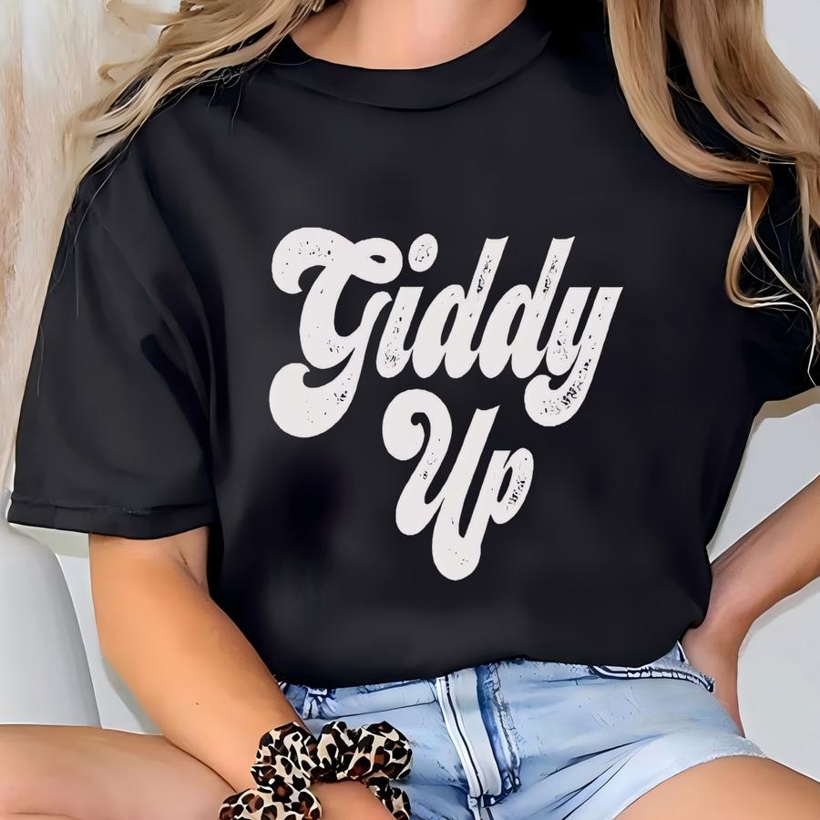 Giddy Up Retro Hoodie - Giddy Up Hoodie - Western Shirt - Southern Bachelorette - Cute Southern Shirt - Howdy Hoodie - Western Hoodie T-shirt