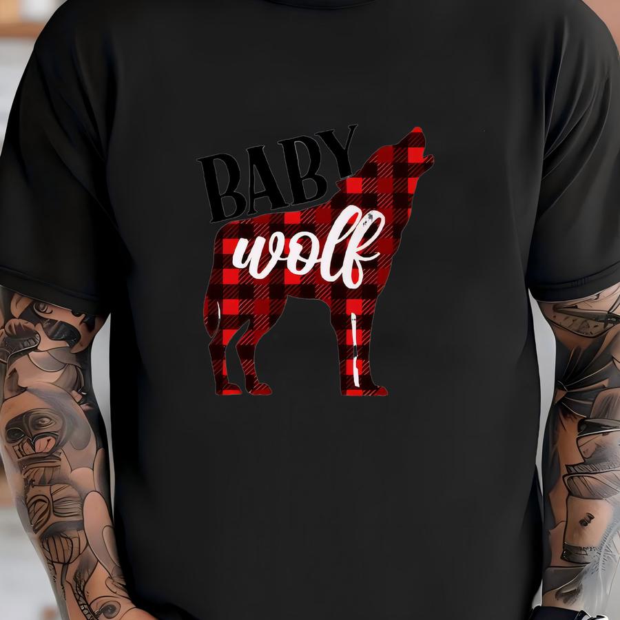 Baby Wolf ®, Wolf Themed Baby Clothes, Buffalo Plaid Wolf ®, Cute Baby Boy ® T-shirt