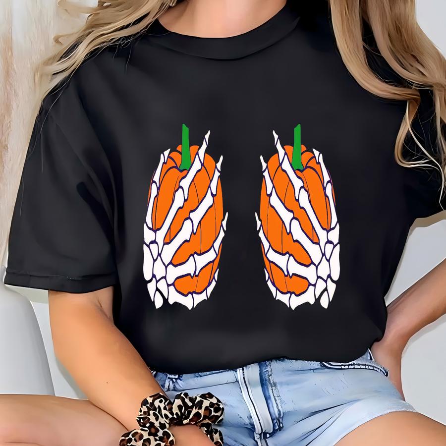 Pumpkin Boobs Shirt, Funny Halloween Shirt, Skeleton Boobs Shirt, Halloween Adult Shirt, Halloween Women Shirt, Funny Pumpkin Boobs Shirt T-shirt