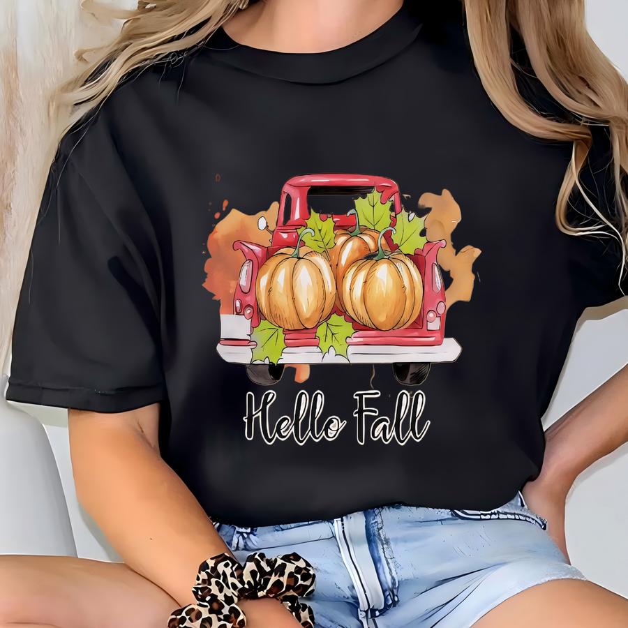 Vintage Fall Truck Hoodie: O Fall Pumpkin Design T-shirt