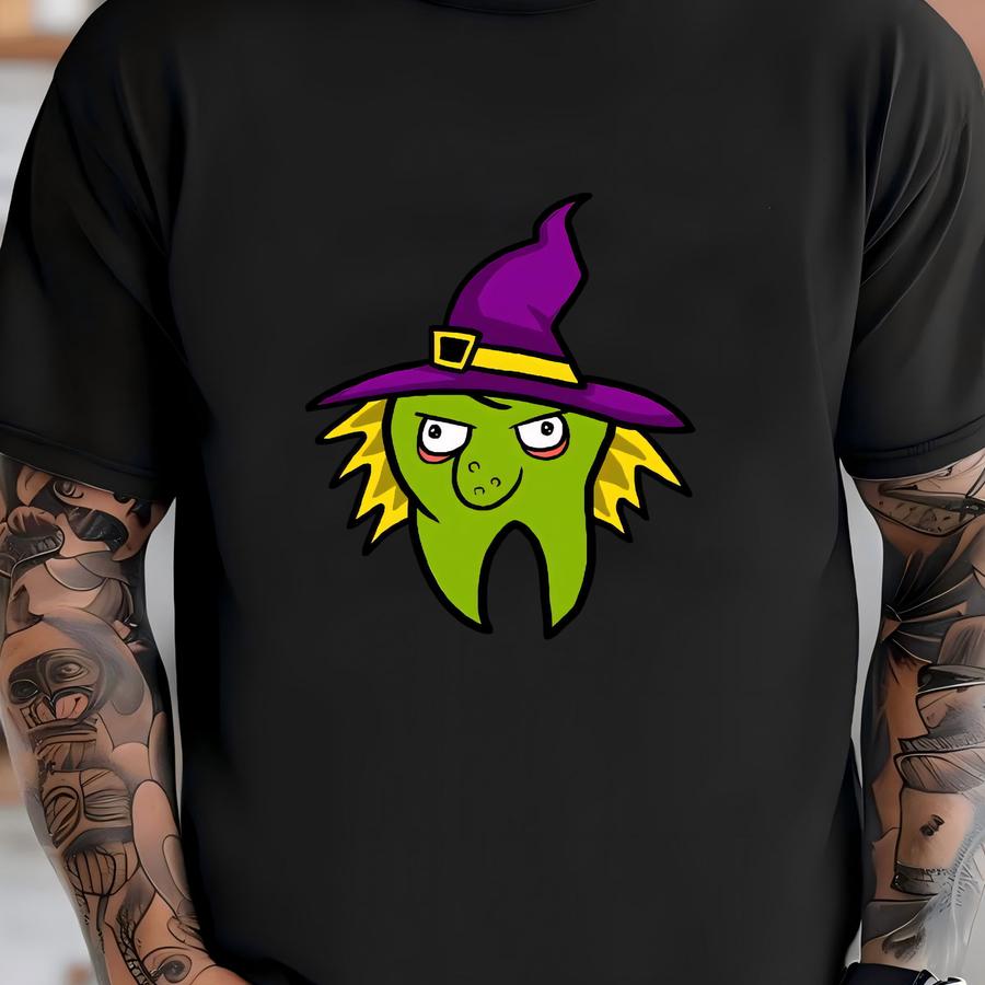 Witch Tooth Hoodie, Halloween Dental Office, Witch Dentist, Tank Top, Hoodie, Sweatshirt, Long Sve, Kids Tee Apparel Gift T-shirt