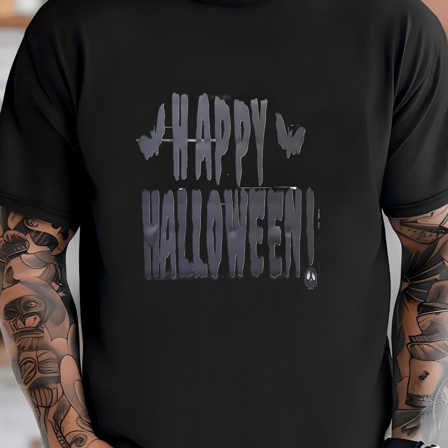 Black Magnetic Happy Halloween Letters + Bats, 17pc Halloween Magnet Set T-shirt