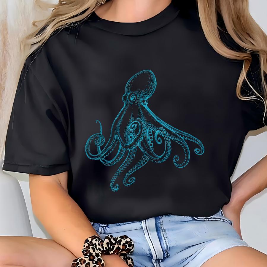 Unisex Octopus Hoodie, Sea Life Pullover, Scuba Hoodie, Diving Sweatshirt, Scuba Diving Gift, Gift For Him, Gift For Her, Ocean Jumper T-shirt