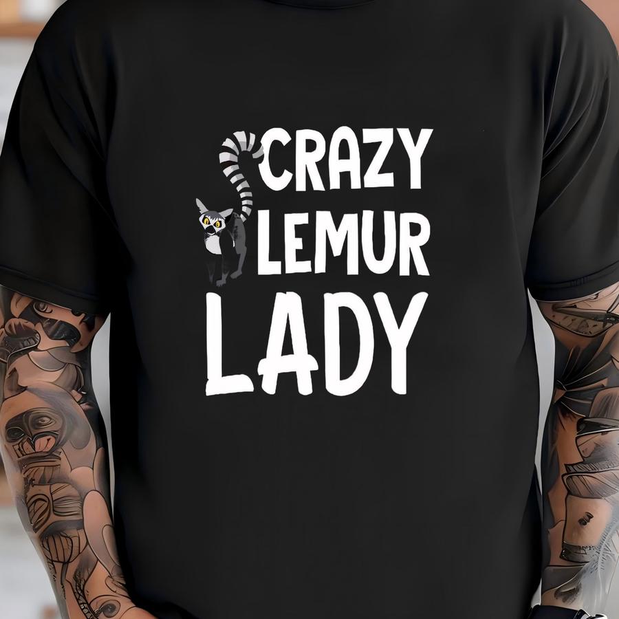 Crazy Lemur Lady Hoodie, Funny Lemur Tee, Tank Top, Hoodie, Sweatshirt, Long Sve, Kids Tee Apparel Gift T-shirt