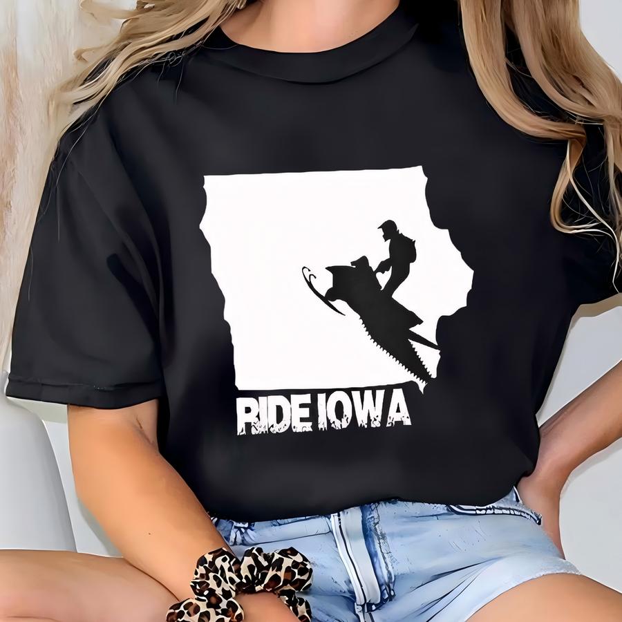 Ride Iowa Snowmobile Crewneck Sweatshirt - Winter Sports Gift T-shirt