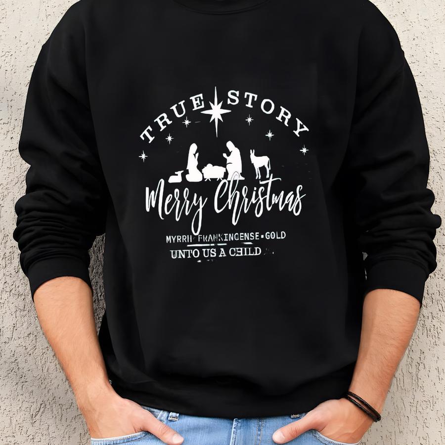 Youth Unisex True Story Manger Nativity Shirt Sweatshirt