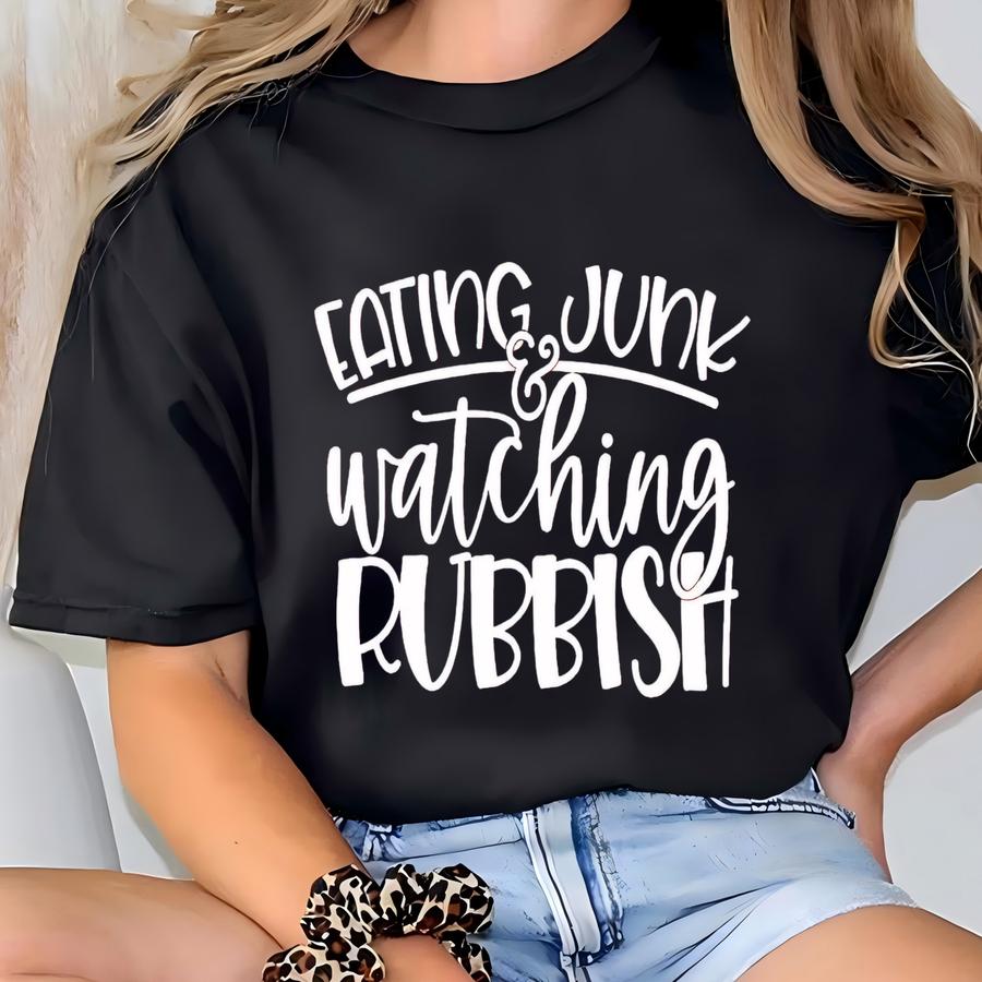Christmas Movie Watching Shirt, Eating Junk Watching Rubbish, Christmas Sweatshirt, Funny Christmas Tee, Shirt For Christmas Gift T-shirt