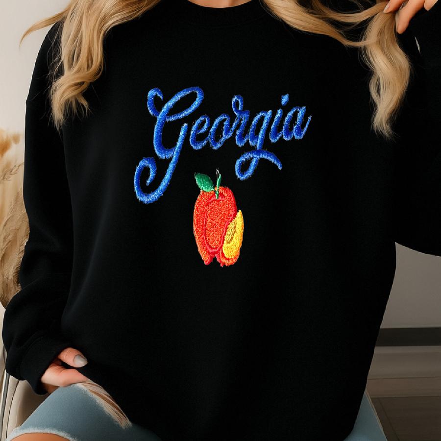Georgia Peach Retro Sweatshirt, Peachy Vintage Crewneck Sweatshirt