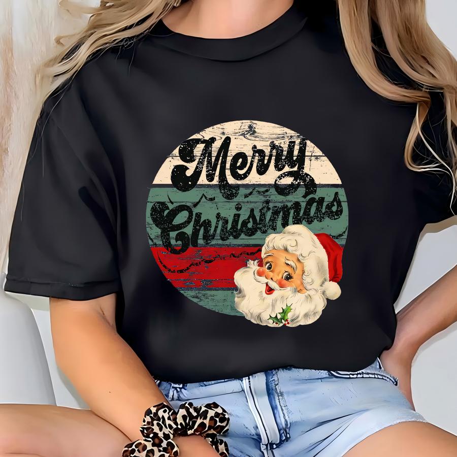 Vintage Santa Claus Shirt Family Old Fashioned Christmas Vintage Christmas Hoodie For Women, Red Cute Vintage Santa Shirt Baby Shirt T-shirt