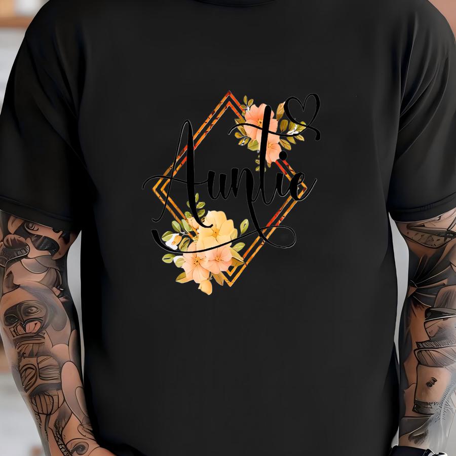 Auntie Hoodie: Classy Floral Sublimation Design T-shirt