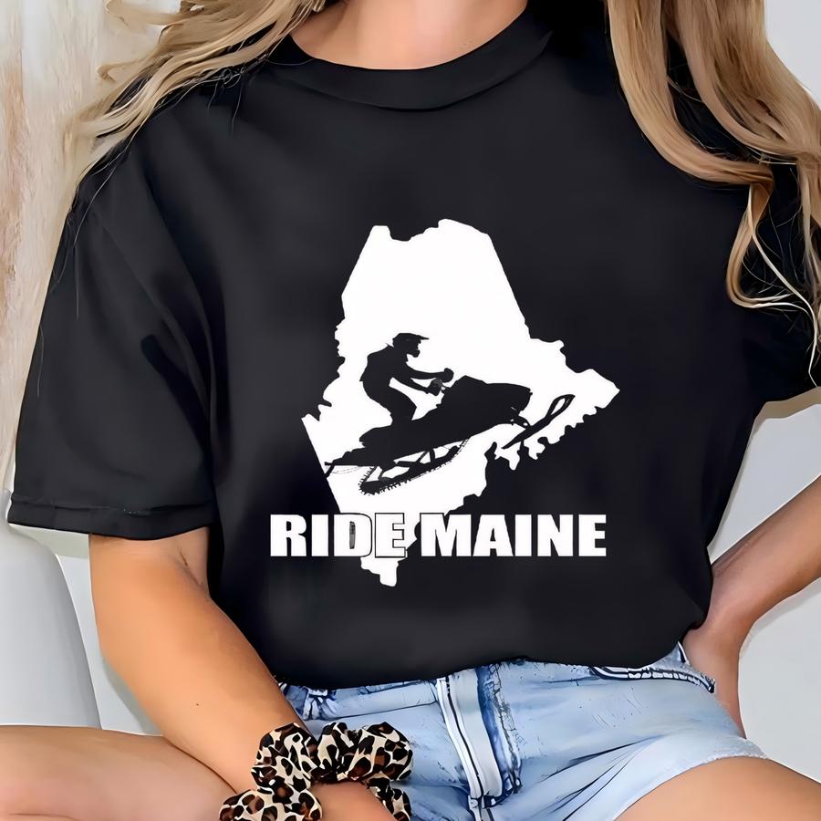 Ride Maine Snowmobile Long Sve Shirt: Winter Sports Gift T-shirt