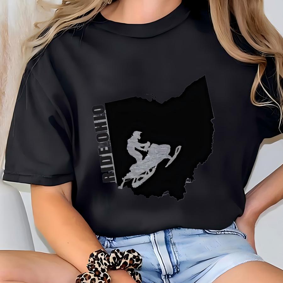 Ride Ohio Snowmobile Long Sve Shirt - Winter Sports Gift T-shirt