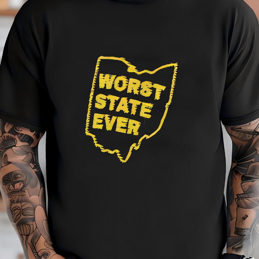 Worst State Ever Michigan Football Fan Cuffed Beanie T-shirt
