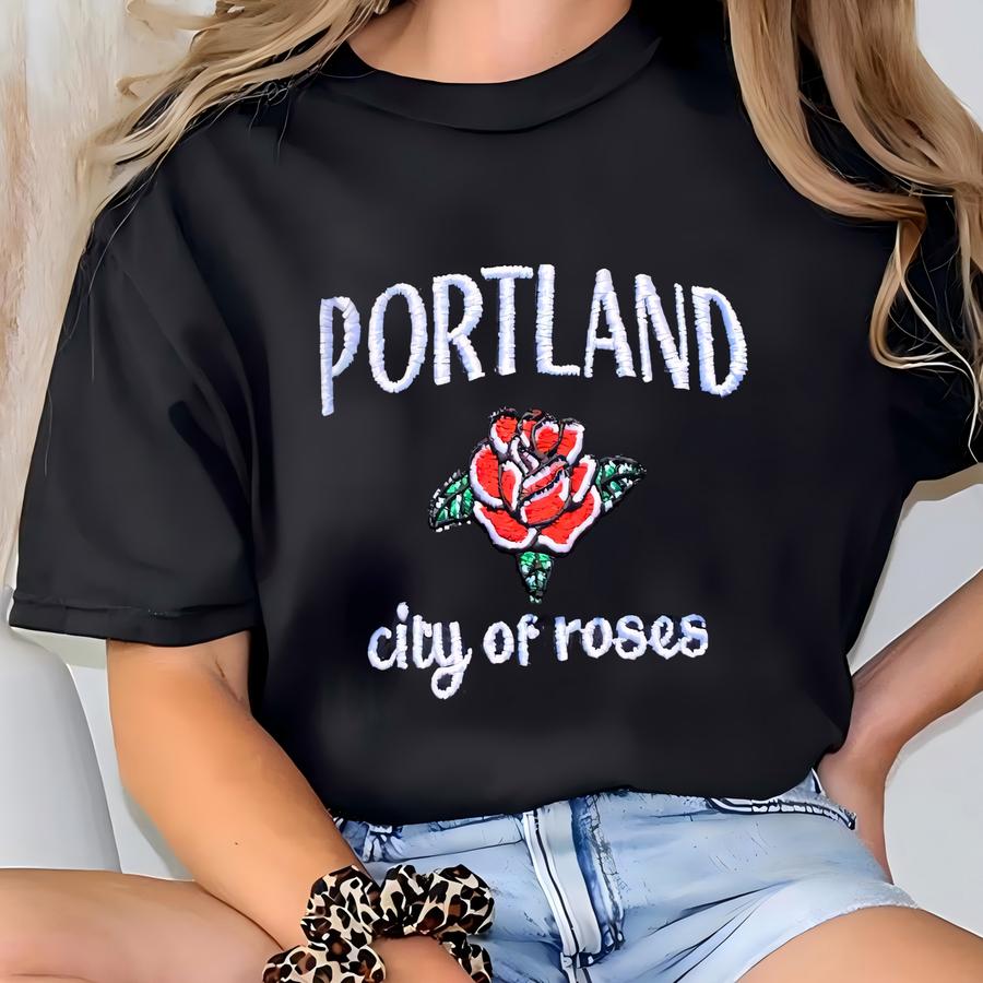Vintage Portland Sweatshirt , City Of Roses Crewneck, Custom City Sweater, Retro Flower Sweatshirt Gift, State T-shirt
