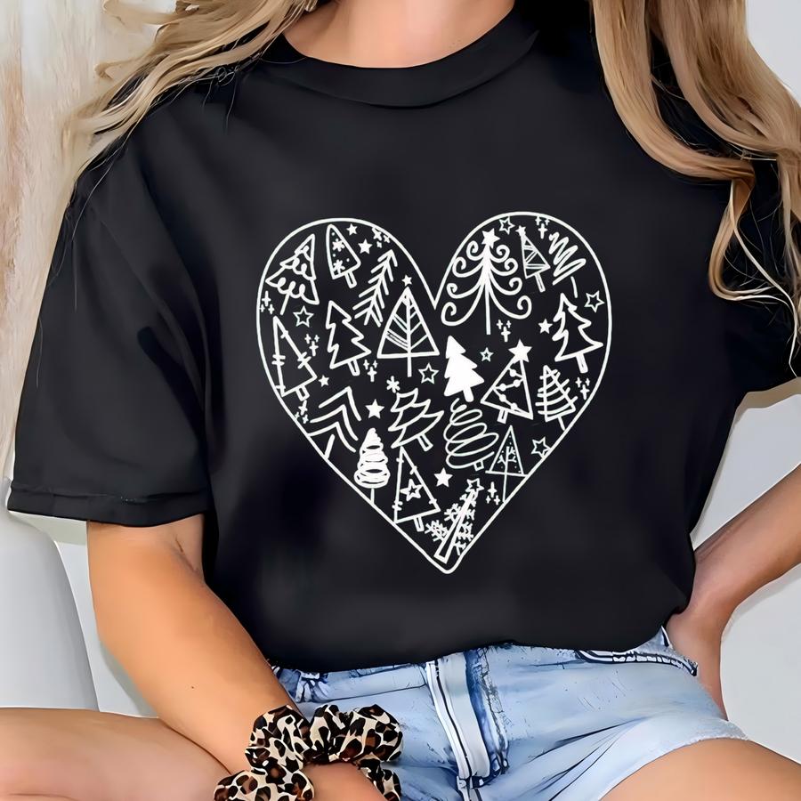 Christmas Tree Shirt, Heart Christmas Trees, Shirts For Christmas, Christmas Tshirts For Women, Holiday Shirts, Cute Christmas T Shirt Gift T-shirt