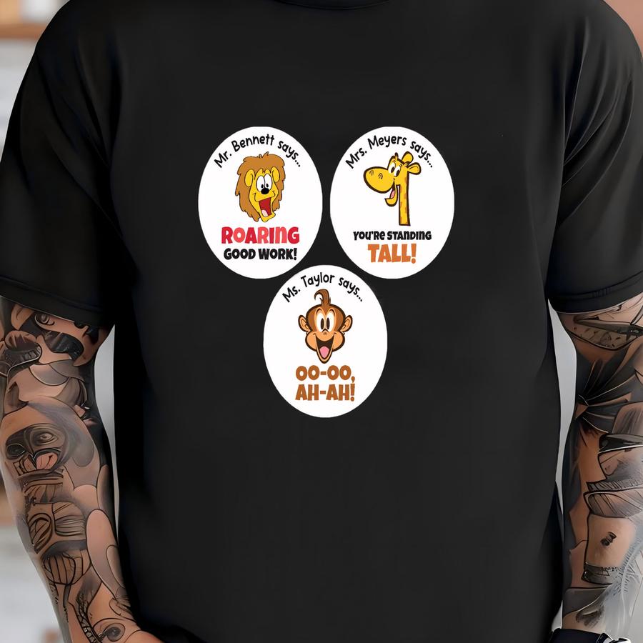 Personalized Teacher Stickers, Lion, Giraffe, Monkey, Reward Stickers, Classroom Stickers, Teacher Stickers, Cute Teacher Stickers T-shirt