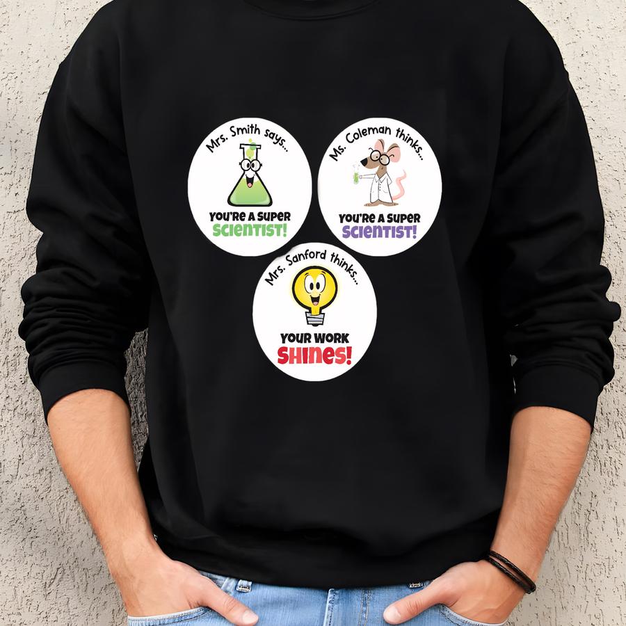Personalized Teacher Stickers, Science Teacher Stickers, Good Work Stickers, Reward Stickers, Teacher Gift, Teacher Stickers Sweatshirt