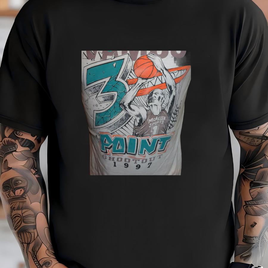 Vtg White Allsport Vamos 3 Point Shootout Mcallen Tx Basketball Hoodie Adult S T-shirt