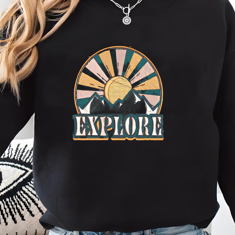 Explore Custom Crewneck Sweatshirt, Outdoors Explorer Sweatshirt Sweatshirt
