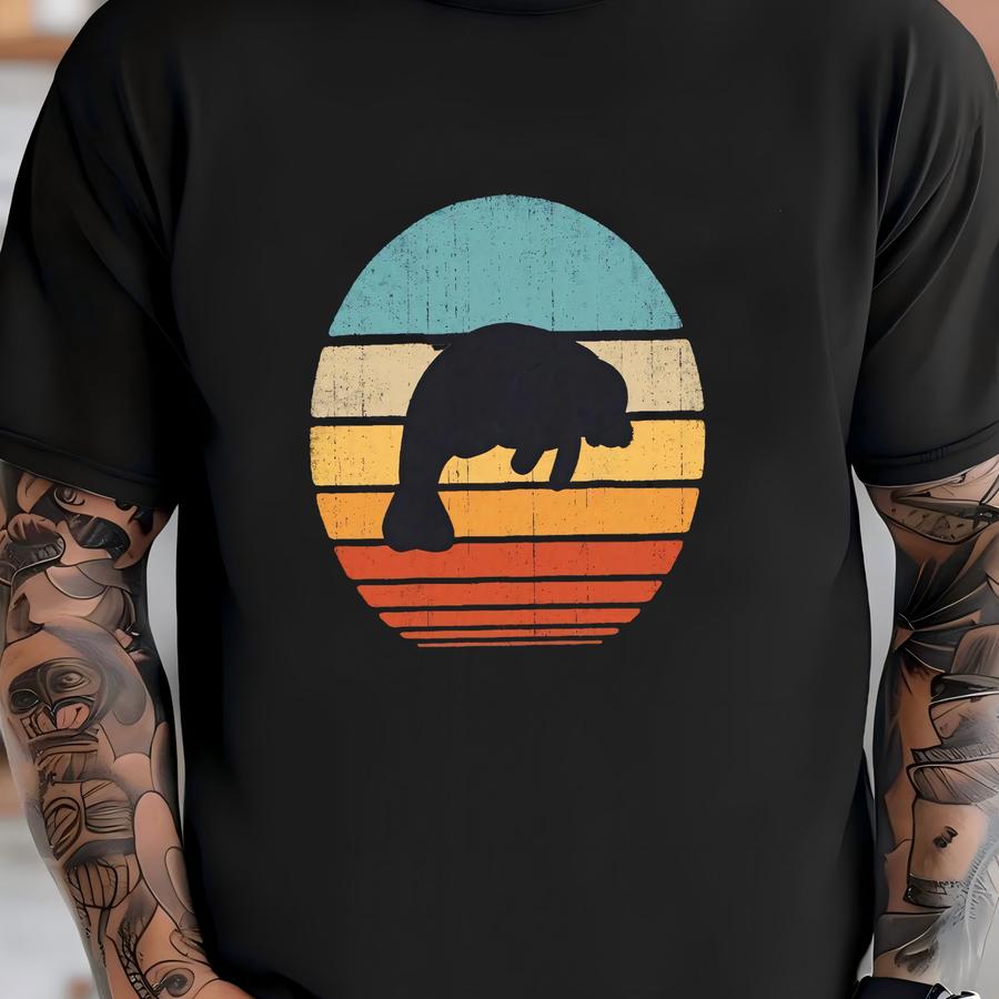 Manatee Sunset Retro Shirt / Manatee Shirt / Manatee Gifts / Manatee Retro Vintage / Manatee Art / Manatee Design / Tank Top / Hoodie T-shirt