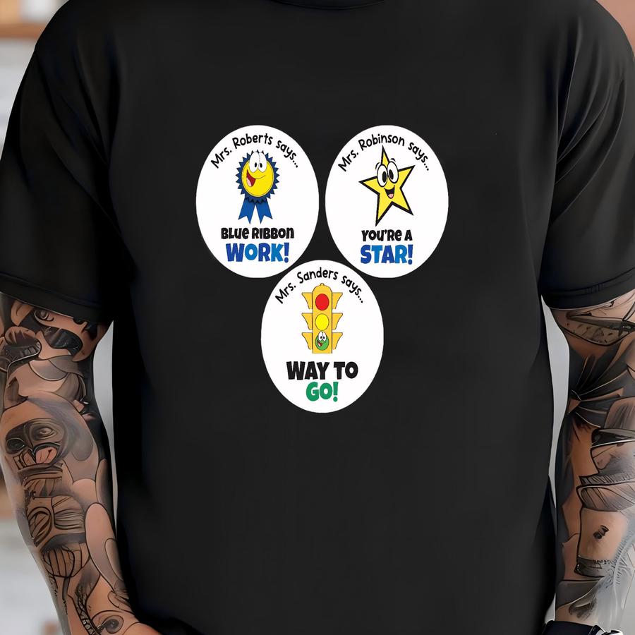 Personalized Teacher Stickers, Teacher Gift, Star, Traffic Light, Blue Ribbon, Teacher Stickers, Reward Stickers, Good Job Stickers T-shirt
