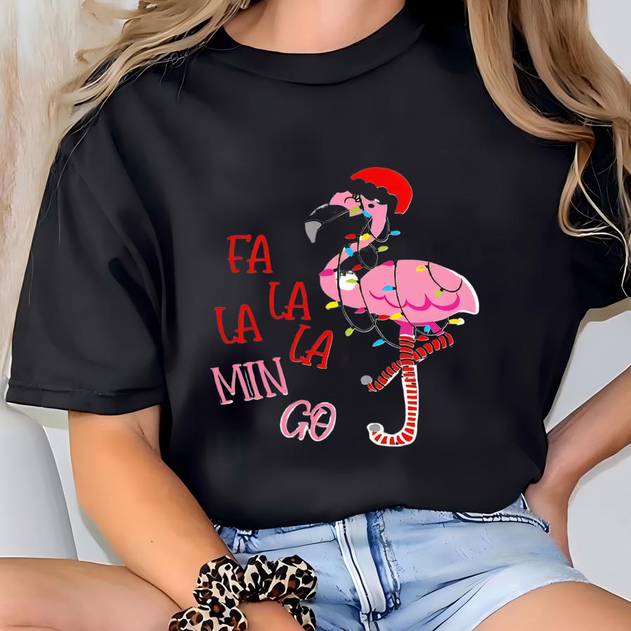 Fa La La Min Go Sweatshirt, Christmas Flamingo Sweatshirt, Xmas Pink Flamingo Sweatshirt, Happy Holidays Sweatshirt, Gift For Her, Gift Idea T-shirt