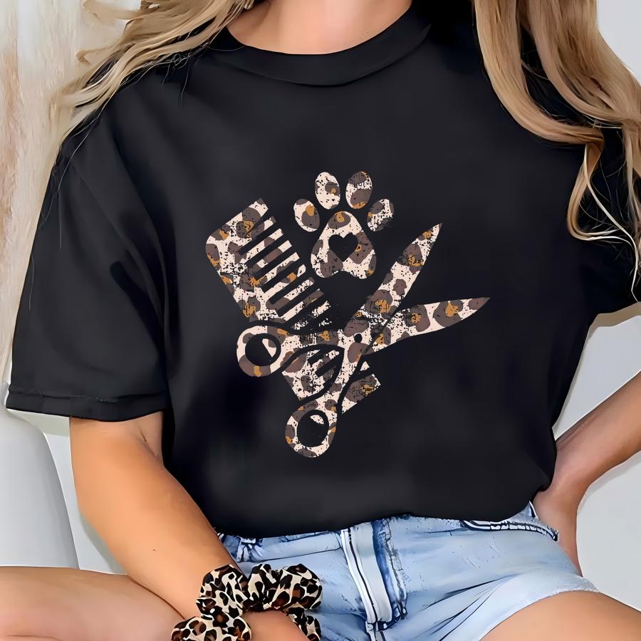 Dog Grooming Shirt, Pet Dog Groomer T Shirt, Cheetah Print Obey The Groomer Hoodie, Leopard Gift For Dog Groomer, Funny Shirt Team T-shirt