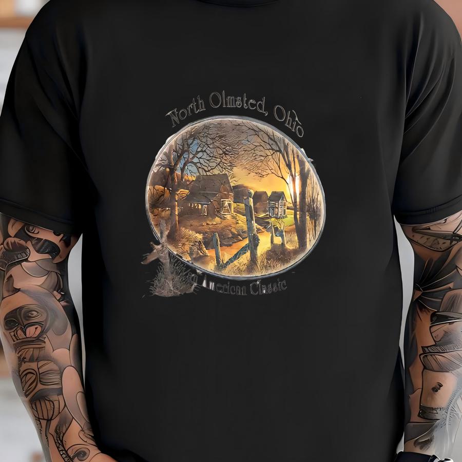 Vintage 90s Hanes Tag Art North Olmsted Ohio An American Classic Crewneck Sweatshirt Distressed Xl Size T-shirt